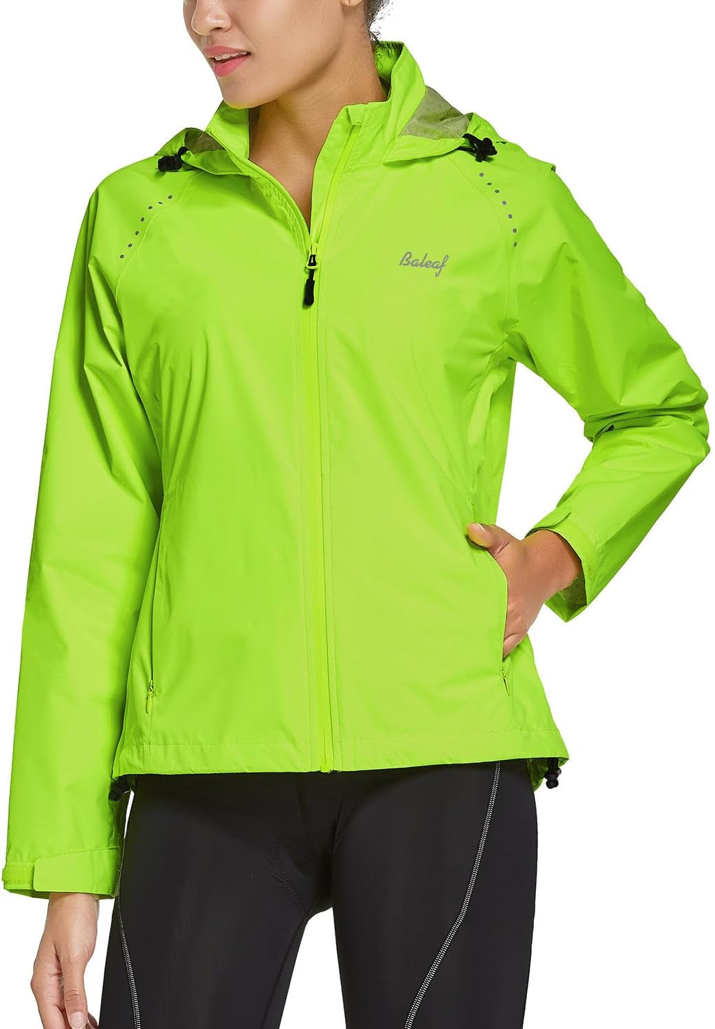 Stay Dry and Stylish: Women's Waterproof Lightweight Cycling Rain Jacket with Reflective Hood