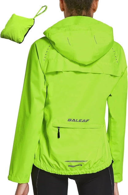 Stay Dry and Stylish: Women's Waterproof Lightweight Cycling Rain Jacket with Reflective Hood