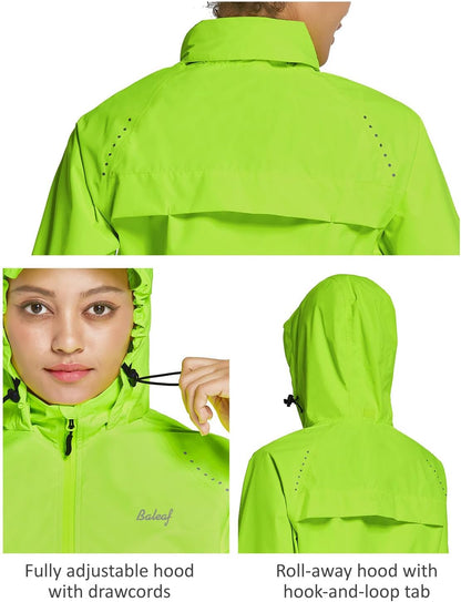 Stay Dry and Stylish: Women's Waterproof Lightweight Cycling Rain Jacket with Reflective Hood